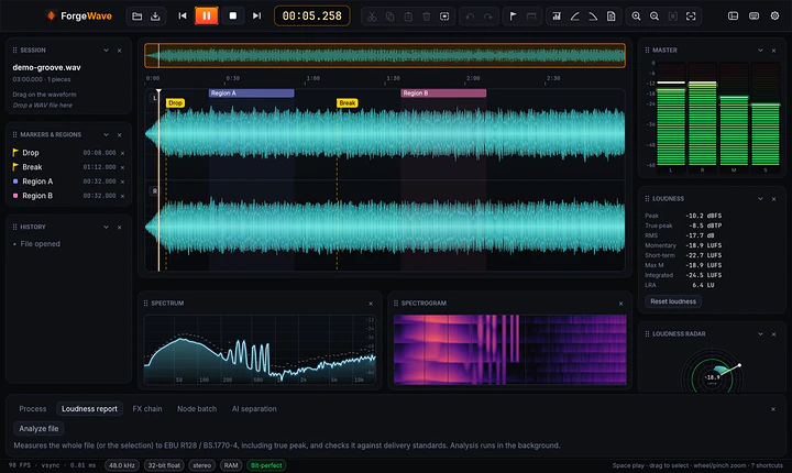 Real screenshot of ForgeWave