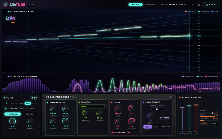 Real screenshot of MicTune
